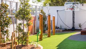 Outdoor basketball area at a childcare centre Gold Coast