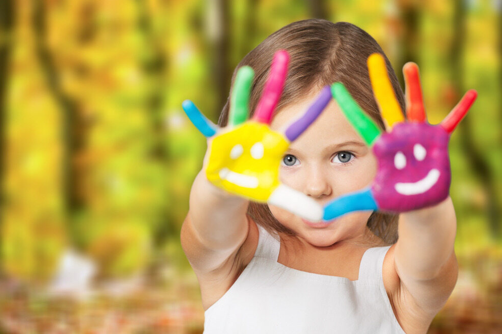 Little Girl with Painted Hands